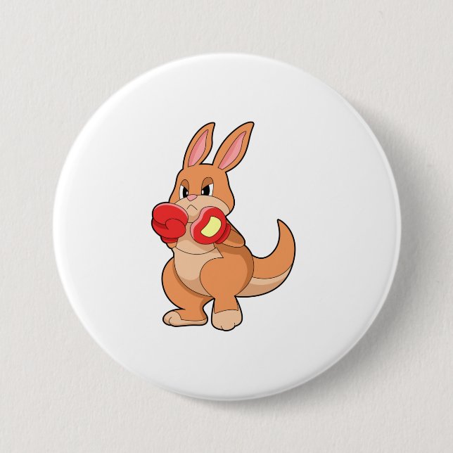 Kangaroo at Boxing with Boxing gloves 7.5 Cm Round Badge (Front)