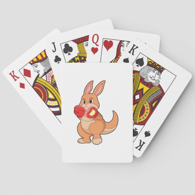 Kangaroo at Boxing with Boxing gloves Playing Cards (Back)