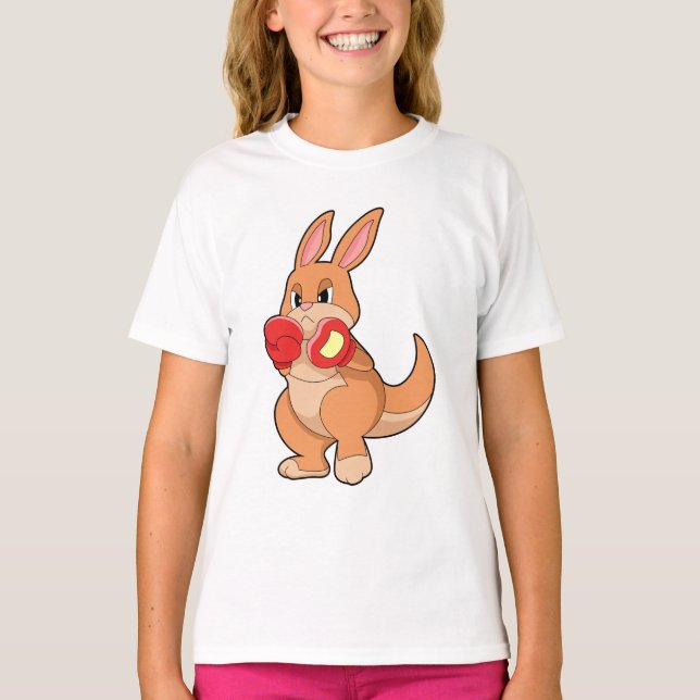 Kangaroo at Boxing with Boxing gloves T-Shirt (Front)