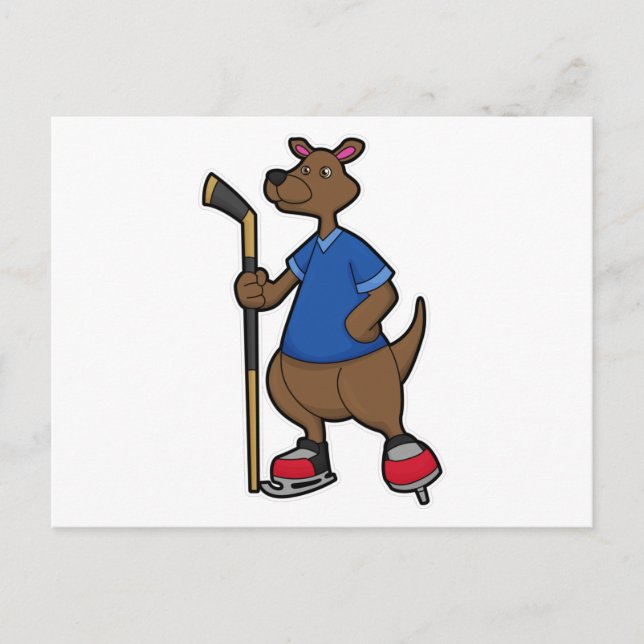 Kangaroo at Hockey with Hockey stick Postcard (Front)