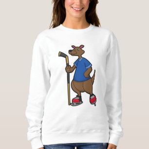 Kangaroo at Hockey with Hockey stick Sweatshirt