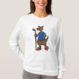 Kangaroo at Hockey with Hockey stick T-Shirt