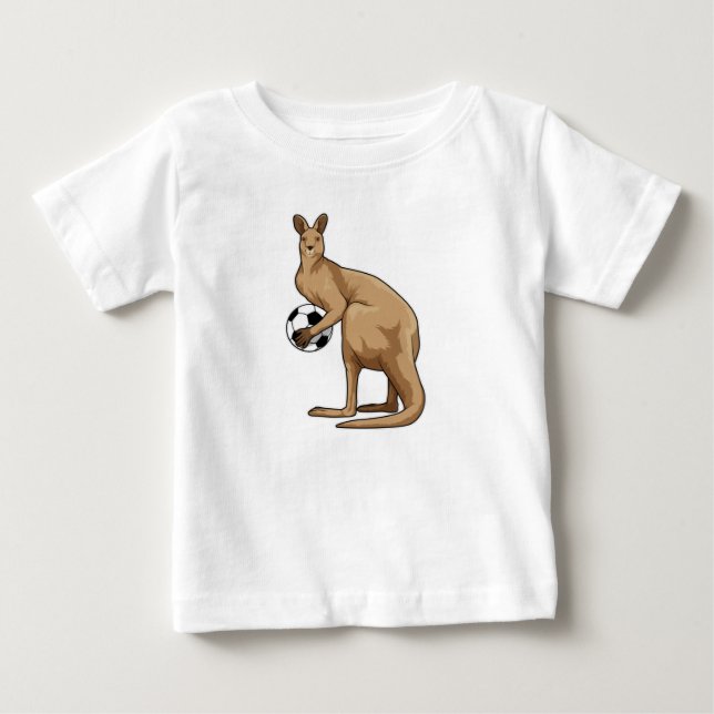 Kangaroo at Soccer Sports Baby T-Shirt (Front)