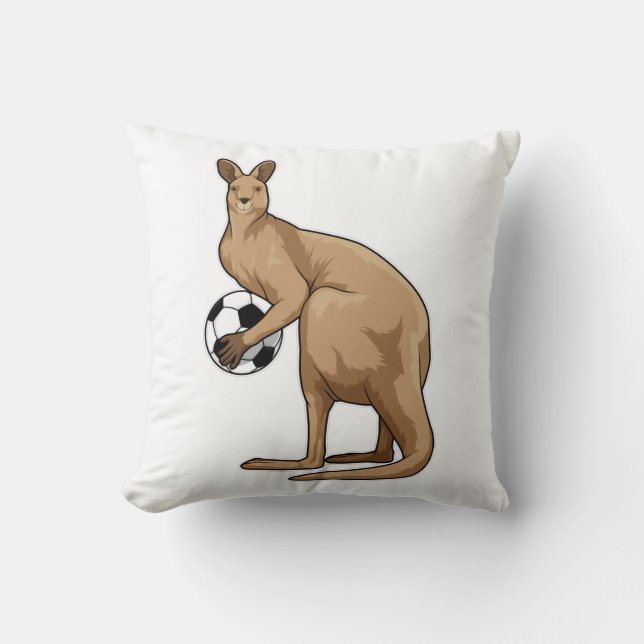 Kangaroo at Soccer Sports Cushion (Front)
