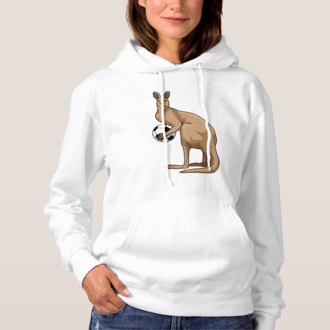 Kangaroo at Soccer Sports Hoodie (Front)