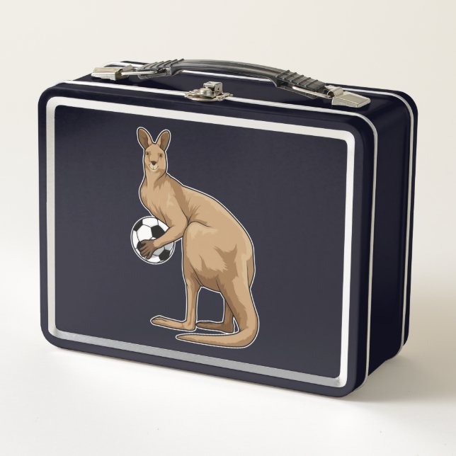 Kangaroo at Soccer Sports Metal Lunch Box (Front)