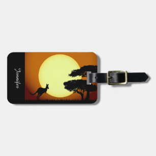 Kangaroo at sunset luggage tag