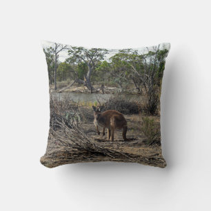 Kangaroo At The Billabong, Throw Cushion. Cushion