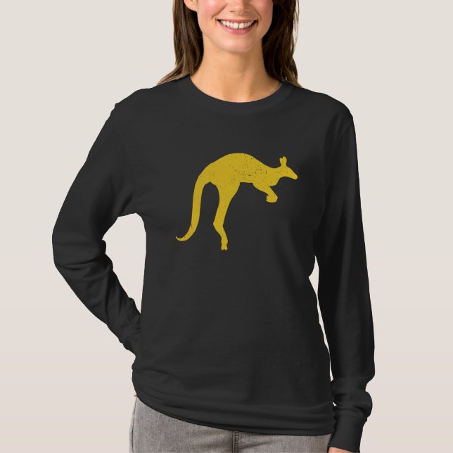 Kangaroo Aussie Australia Roo Yellow Kangaroo T-Shirt (Front)