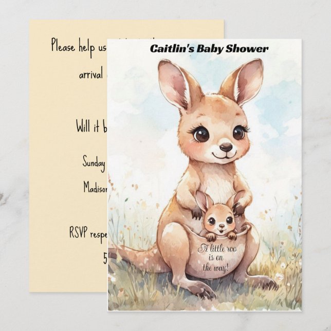 Kangaroo Baby Digital Download Invitations (Front/Back)