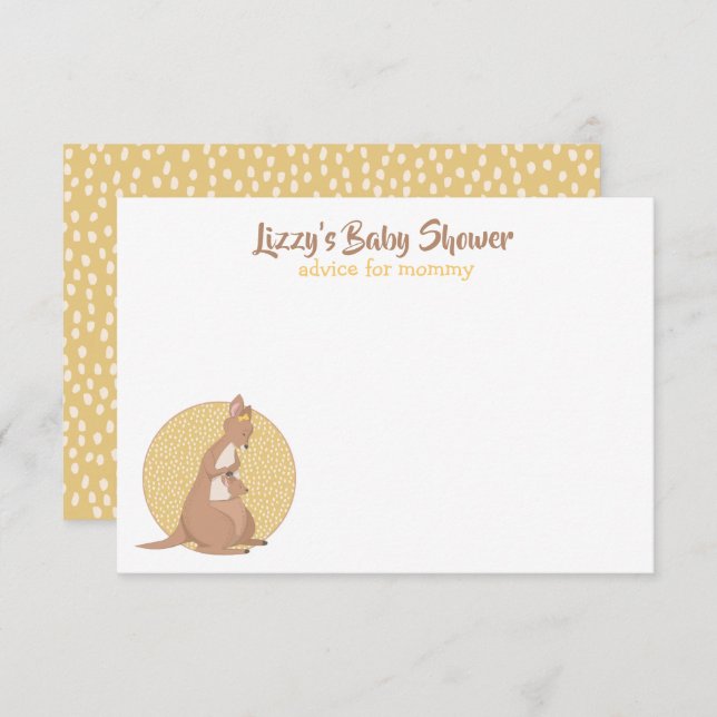 Kangaroo Baby Shower Yellow Advice for Mummy Invitation (Front/Back)