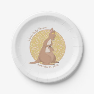 Kangaroo Baby Shower Yellow Gender Neutral Paper Plate