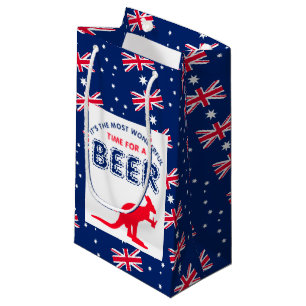 Kangaroo Beer, Australian Flag Christmas Party Small Gift Bag
