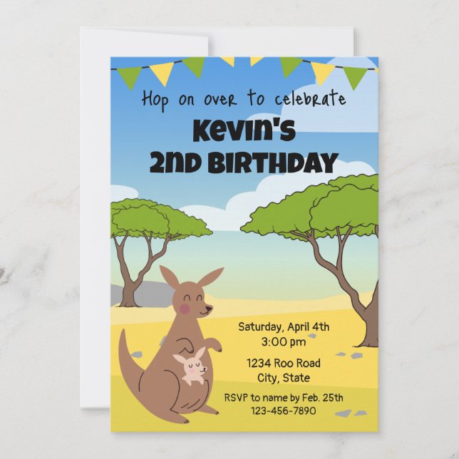 Kangaroo Birthday Invitation (Front)