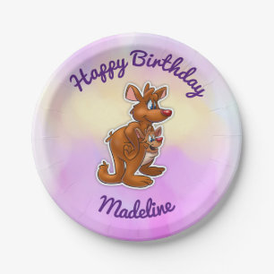 kangaroo birthday plates