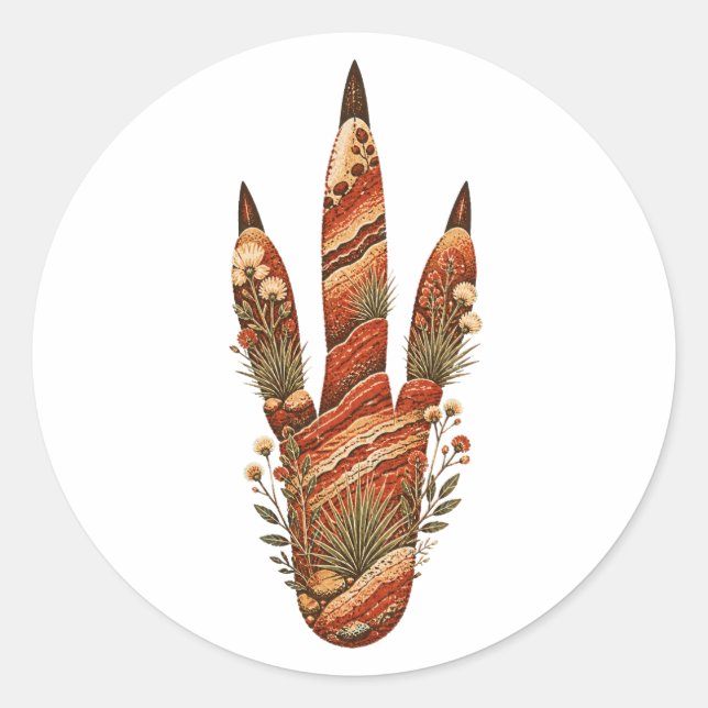 Kangaroo Botanical Footprint Nature Sticker (Front)