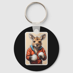 Kangaroo Boxer Design - Playful Boxing Kangaroo Ar Key Ring