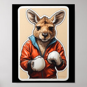 Kangaroo Boxer Design - Playful Boxing Kangaroo Ar Poster