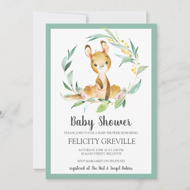 Kangaroo Bush Baby | Baby Shower Invitations (Front)