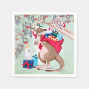 Kangaroo Christmas - Australian Christmas Art   Napkin