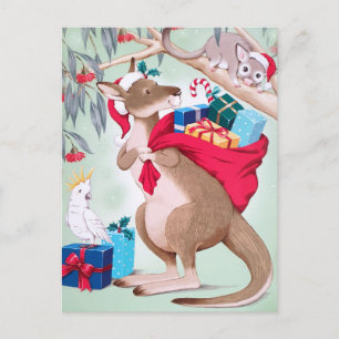 Kangaroo Christmas - Australian Christmas Art   Postcard