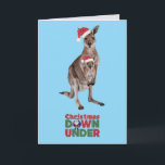 Kangaroo Christmas Card<br><div class="desc">A mama and baby kangaroo are wearing Santa hats.</div>