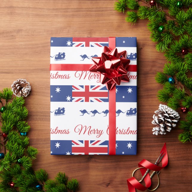 Kangaroo Christmas Decor, Merry Sleigh Australian Wrapping Paper (Holiday Gift)