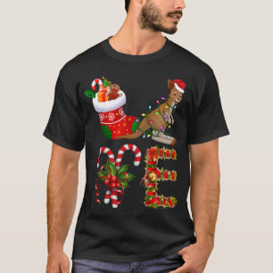 Kangaroo Christmas Lights Led Funny Santa Hat Chri T-Shirt