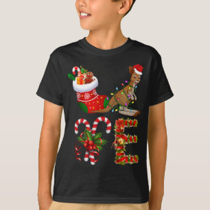 Kangaroo Christmas Lights Led Funny Santa Hat Chri T-Shirt