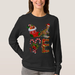 Kangaroo Christmas Lights Led Funny Santa Hat Chri T-Shirt