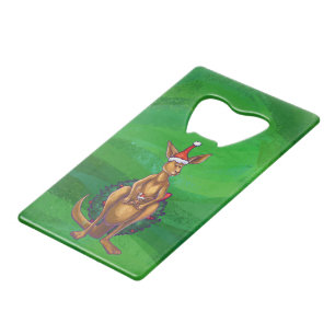 Kangaroo Christmas on Painted Green Back