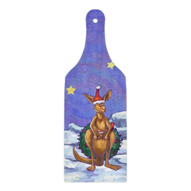 Kangaroo Christmas Starry Night Cutting Board (Front)