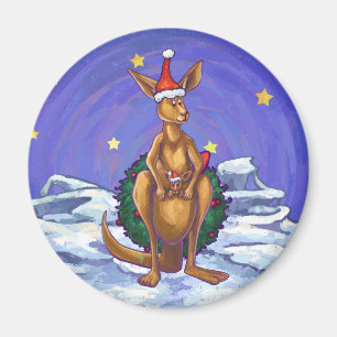 Kangaroo Christmas Starry Night Magnet