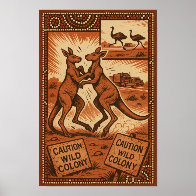 Kangaroo Clash – Outback Wildlife in Action Poster (Front)