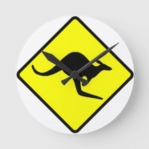 KANGAROO CROSSING - down under/oz/australia/aussie Round Clock