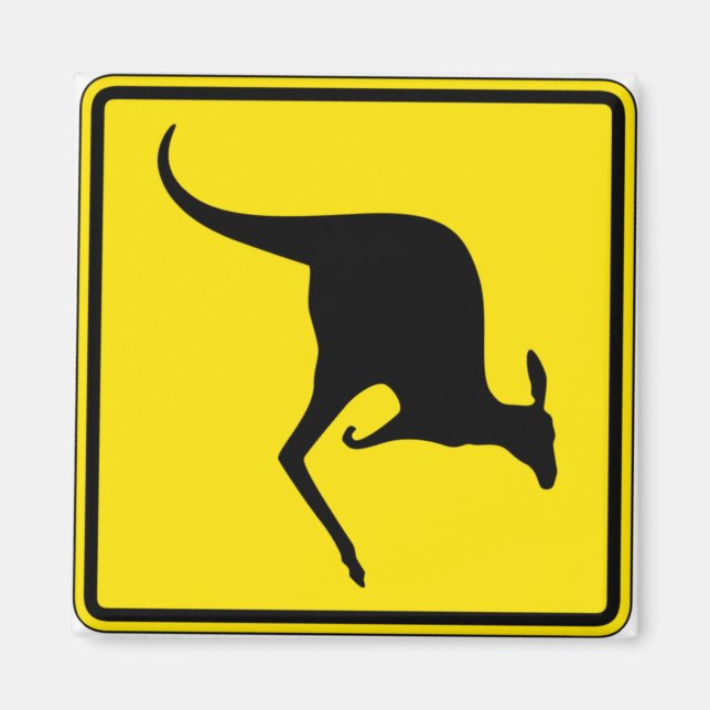 Kangaroo Crossing, Traffic Warning Sign, Australia Magnet (Front)