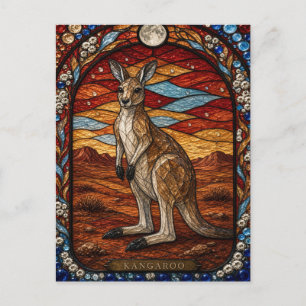Kangaroo, Desert Star Stained Glass Postcard
