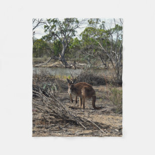 Kangaroo Down At  Billabong Small Fleece Blanket. Blanket