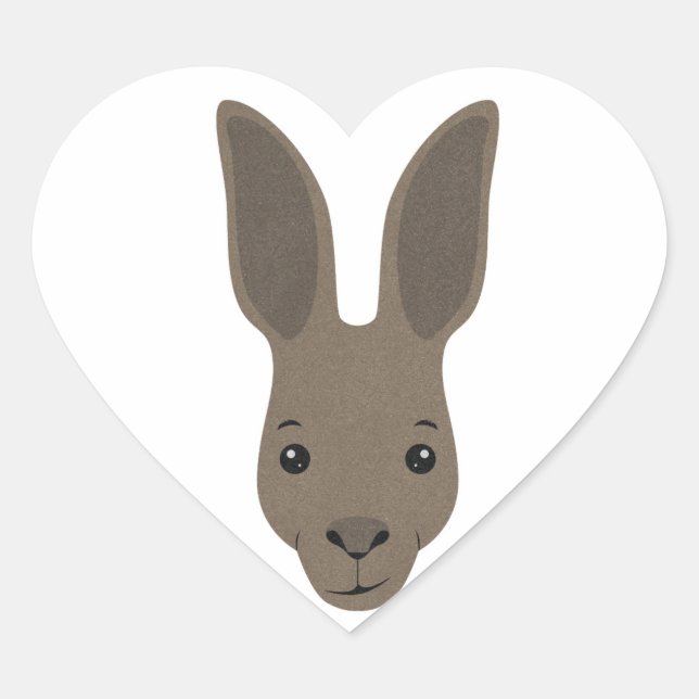 Kangaroo Face Heart Sticker (Front)