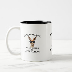 kangaroo hopping to conclusion Two-Tone coffee mug