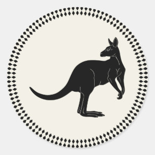 Kangaroo in black colour minimalism  classic round sticker