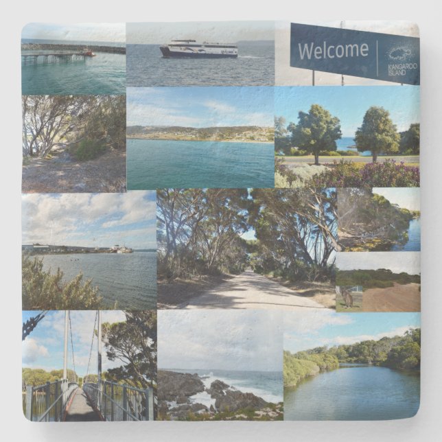 Kangaroo Island, Australia, Photo Collage,   Stone Coaster (Front)