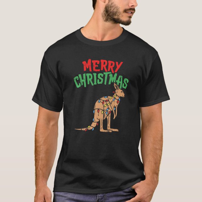 Kangaroo Lights Australia Merry Christmas Pj Match T-Shirt (Front)