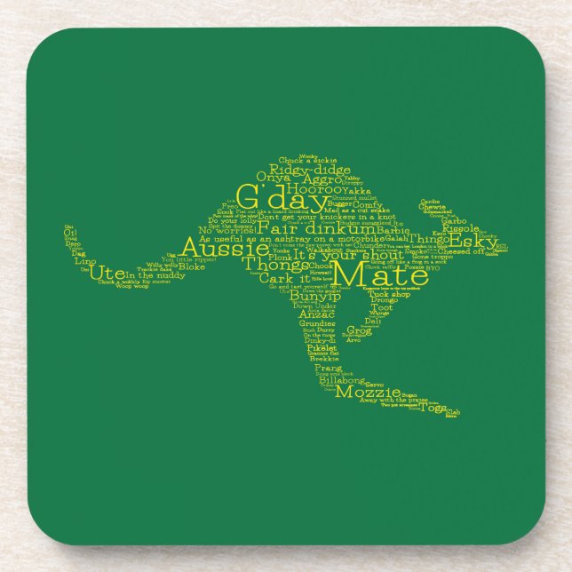 Kangaroo made of Australian slang Coaster (Front)