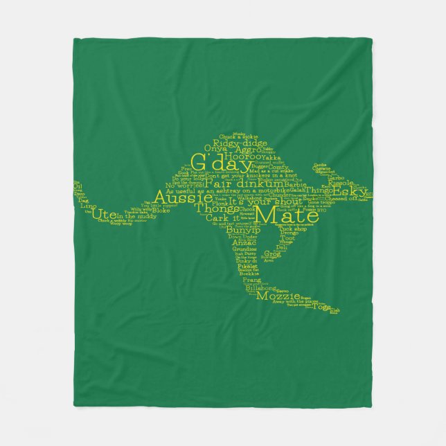 Kangaroo made of Australian slang Fleece Blanket (Front)