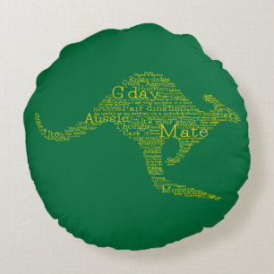 Kangaroo made of Australian slang Round Cushion