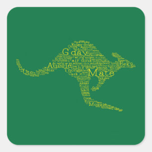 Kangaroo made of Australian slang Square Sticker