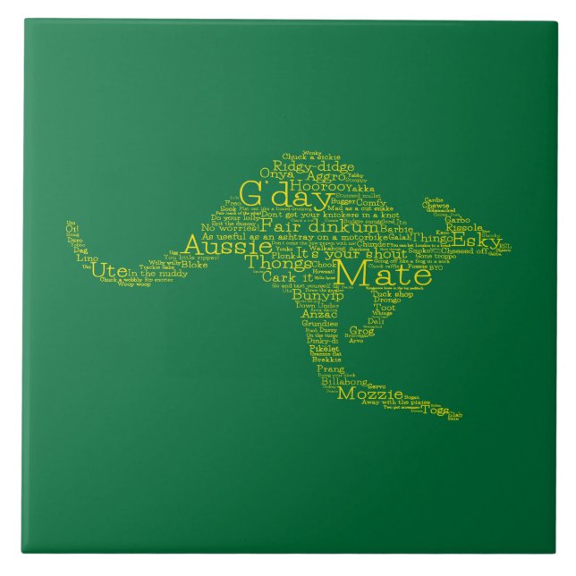 Kangaroo made of Australian slang Tile (Front)