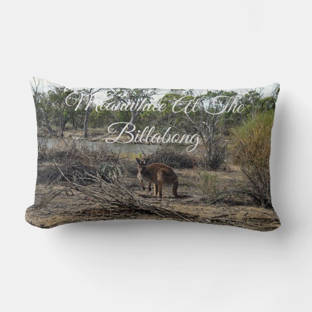 Kangaroo Meanwhile At The Billabong, Lumbar Cushion (Front)