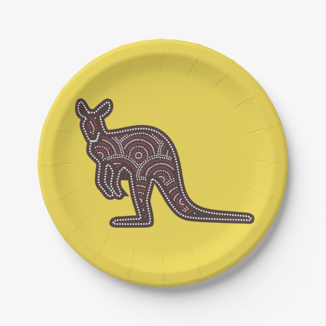 Kangaroo Mosaic Paper Plate (Front)